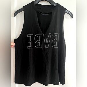 BABE cut off sleeve v-neck tank top